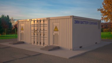 endüstriyel pil enerji depolama sistemi 3D oluşturma.