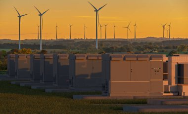 DC Enerji Depolama Sistemi ve Güç Dönüştürme Sistemi 3D Hazırlama.