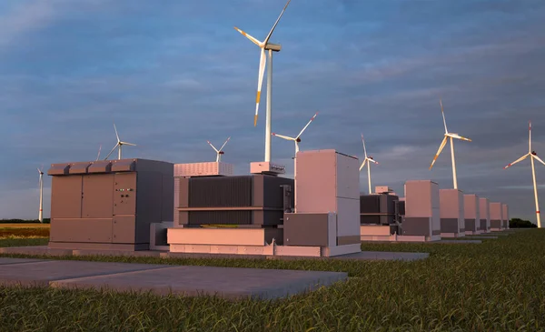 DC Enerji Depolama Sistemi ve Güç Dönüştürme Sistemi 3D Hazırlama.