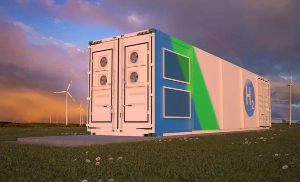 Hidrojen üretimi için konteynerize elektroliserler yeşil hidrojen üretmek için modern istasyonlardır..