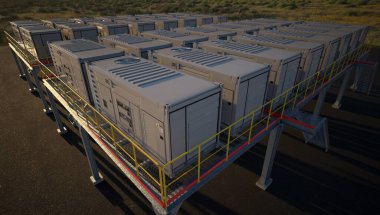 Endüstriyel tesisler için enerji rezervi oluşturan çevre dostu enerji depolama tesisi.