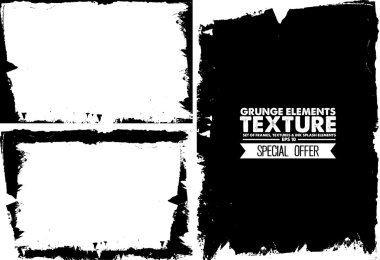 Grunge çerçeve doku set - soyut tasarım şablonu. İzole hisse senedi vektör ayarla - kolay