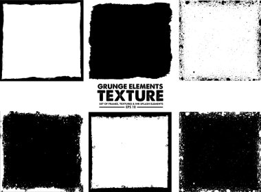 Grunge çerçeve doku set - soyut tasarım şablonu. İzole hisse senedi vektör ayarla - kolay
