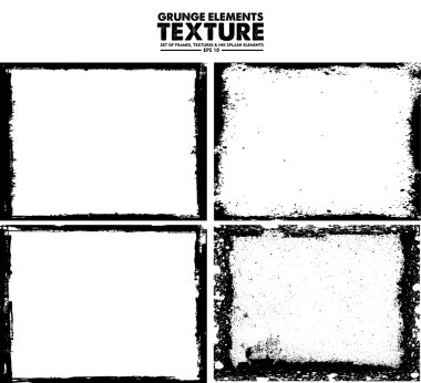 Grunge çerçeve doku set - soyut tasarım şablonu. İzole hisse senedi vektör ayarla - kolay