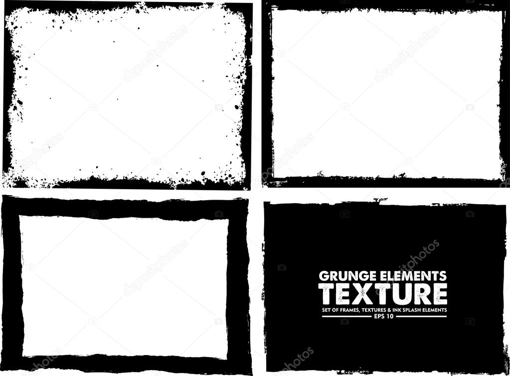 Grunge frame texture set - Abstract design template. Isolated stock vector set - easy to use