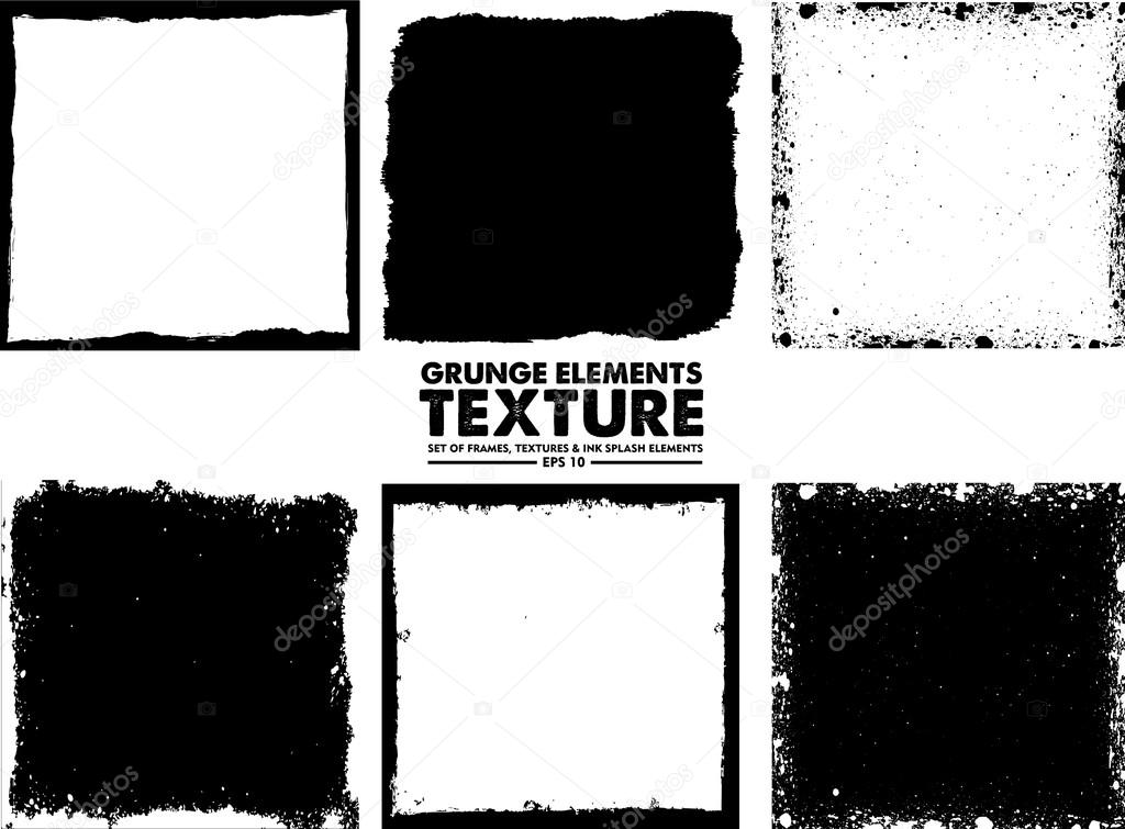 Grunge frame texture set - Abstract design template. Isolated stock vector set - easy to use