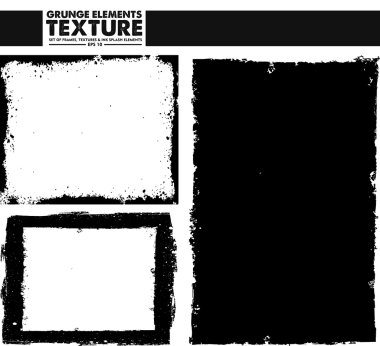 Grunge çerçeve doku set - soyut tasarım şablonu. İzole hisse senedi vektör ayarla - kolay