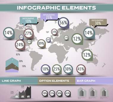Dünya harita arka plan. Bilgi grafik modern unsurları. Dünya Haritası hisse senedi vektör şablonu