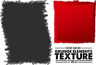 Grunge çerçeve doku set - soyut tasarım şablonu. İzole hisse senedi vektör ayarla - kolay