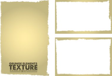 Grunge çerçeve doku set - soyut tasarım şablonu. İzole hisse senedi vektör ayarla - kolay