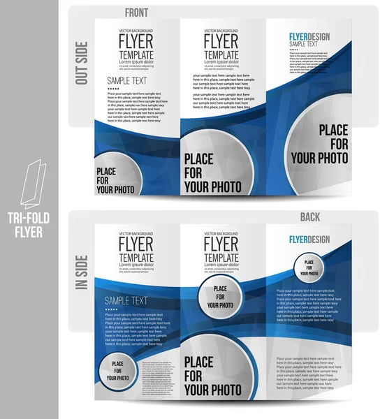 Gevouwen brochure afdrukontwerp - abstract vector. Sjabloon blauwe folder — Stockvector