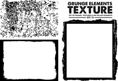 Grunge çerçeve doku seti