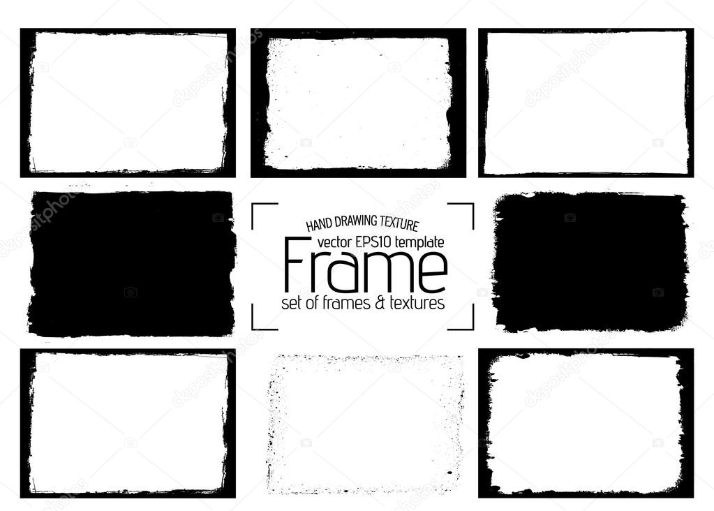 Grunge frame texture set