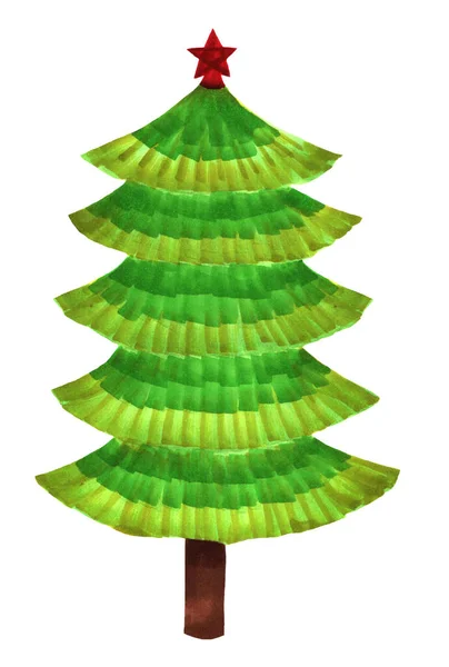 Handgezeichneter Weihnachtsbaum nicht geschmückt. Grußkarten-Design — Stockfoto