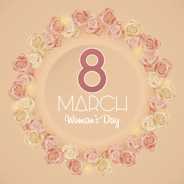 Carte postale pour les vacances Journée internationale de la femme avec des roses — Image vectorielle
