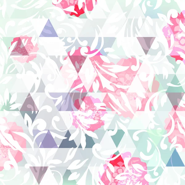 Fond abstrait avec chrysanthème et triangles — Image vectorielle