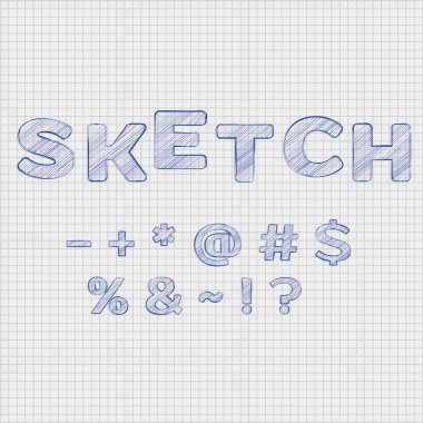 Symbols in sketch style on sheet in a section clipart