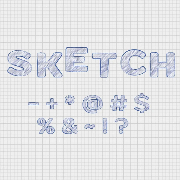 Symbols in sketch style on sheet in a section — Stock Vector