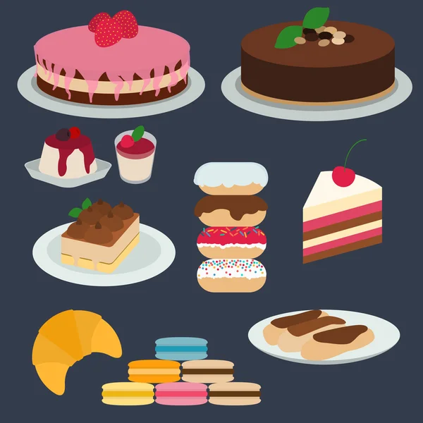 平面设计的甜点 — 图库矢量图片
