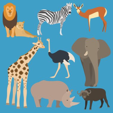 düz tasarım hayvanlar Afrika