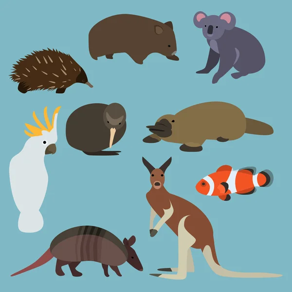 Animais de design plano da Austrália — Vetor de Stock