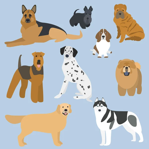 Types de conception plate de chiens partie 2 — Image vectorielle