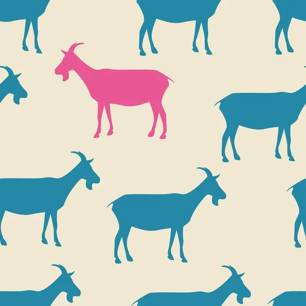 Nahtloser Hintergrund mit Ziegen in Retro-Farben — Stockvektor