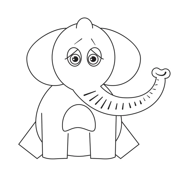 Libro da colorare. Elefante triste — Vettoriale Stock