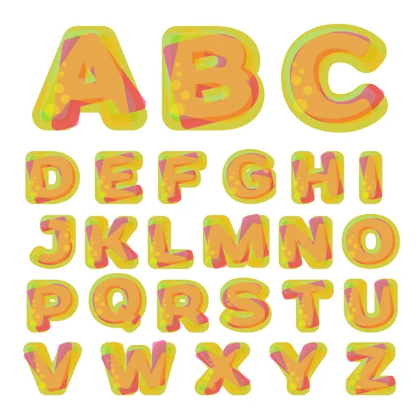 Alfabeto colorido geleia estilizada ou limonada com bolhas —  Vetores de Stock