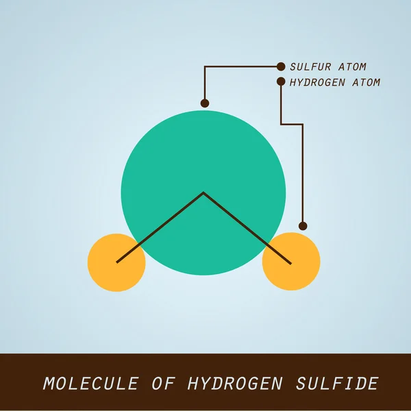 Illustration of molecule of hydrogen sulfide in modern flat desi — Stock Vector