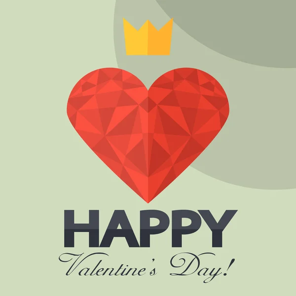 Tarjeta postal de vacaciones para San Valentín. Corazón de diamante — Vector de stock