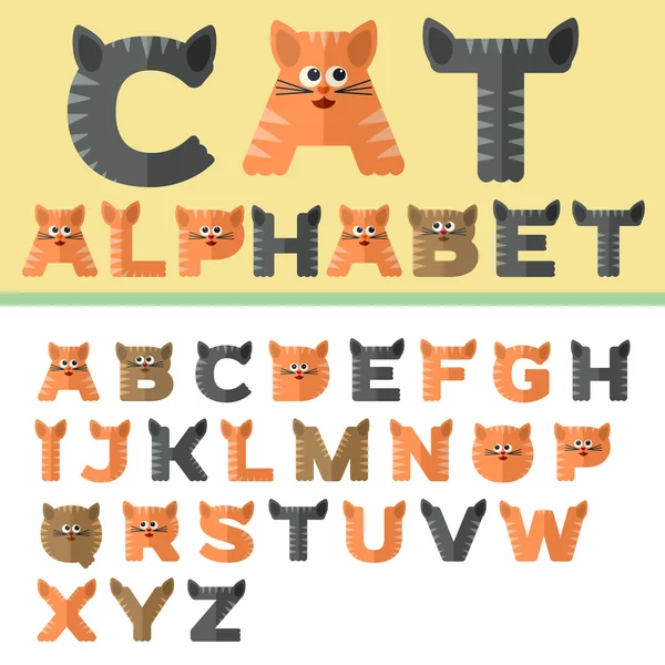 Alphabet in flat design in cat's style — Stock Vector