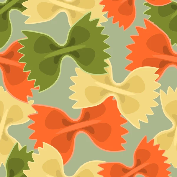 Sömlös bakgrund med färgglad fluga Pasta i platt design — Stock vektor