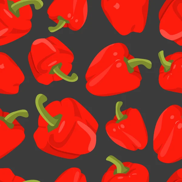 Fondo sin costuras con pimientos rojos de diseño plano — Vector de stock