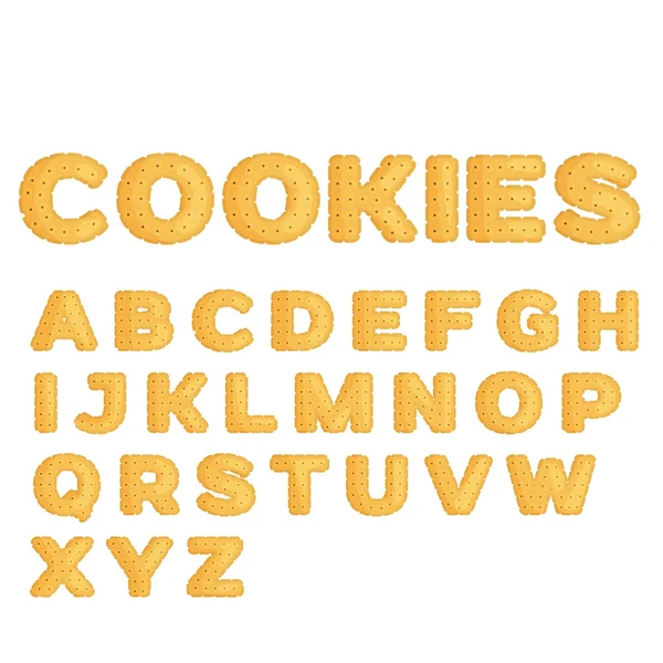 Abeceda vyrobené ze souborů cookie v plochý design — Stockový vektor