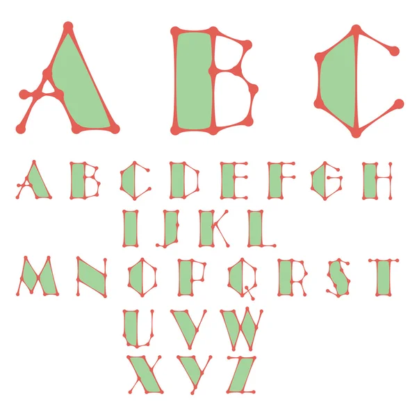 Abstracto Alfabeto hecho de puntos conectados a líneas — Archivo Imágenes Vectoriales