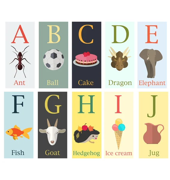 Carte colorate con alfabeto — Vettoriale Stock