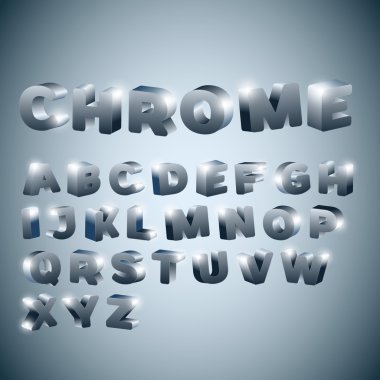 3B alfabe stilize krom yüzey