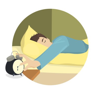 Alarmı, düz tasarım uykulu adamın