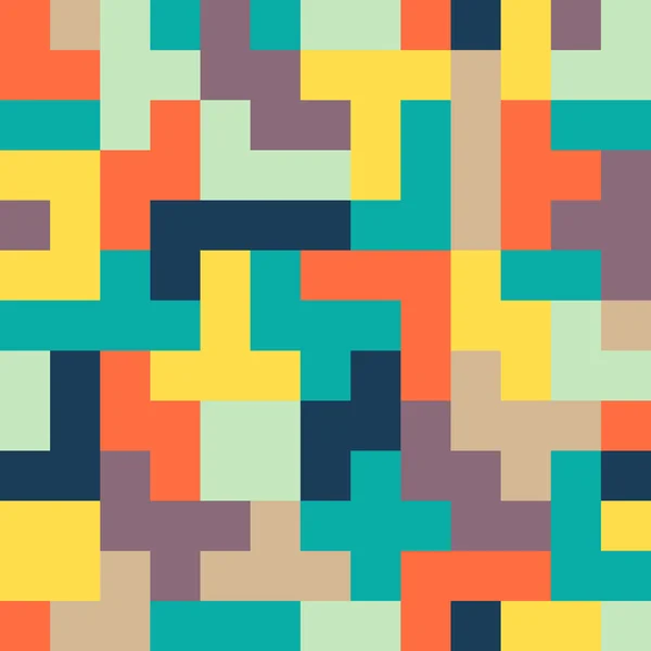 Fundo abstrato colorido sem costura feito de formas de tetris — Vetor de Stock
