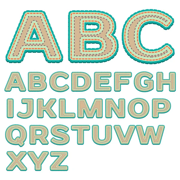 Colorful Alphabet with stitches — Stock Vector