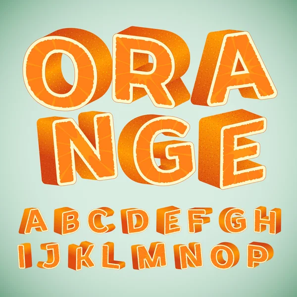 Buntes 3D-Alphabet mit orangefarbenem Muster — Stockvektor