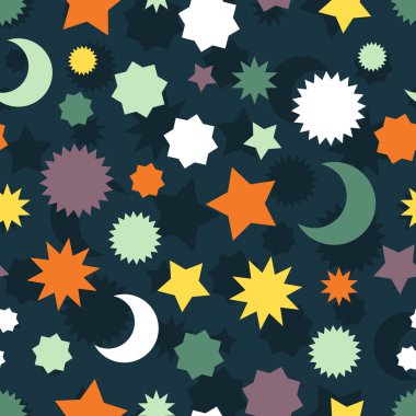 Yıldız ve hilal ay kesintisiz renkli arka plan yapılmış