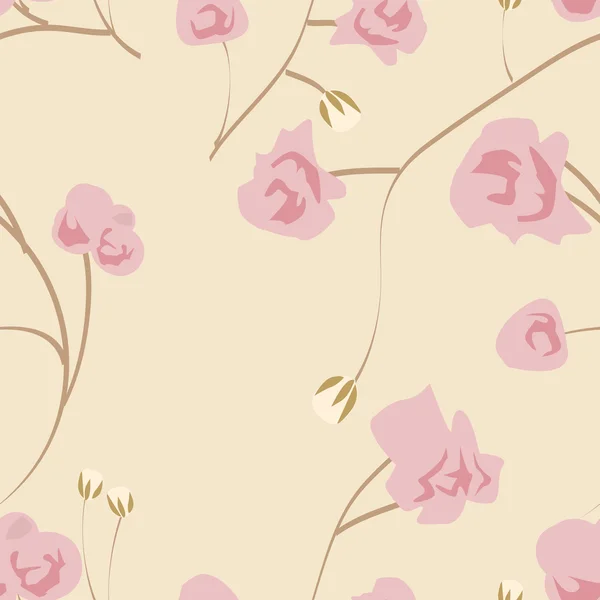 Απρόσκοπτη υπόβαθρο πολύχρωμο με αφηρημένες ροζ άνθη σε επίπεδη σχεδίαση — Διανυσματικό Αρχείο