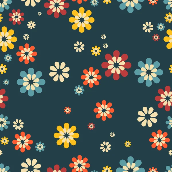 Fond abstrait sans couture avec des fleurs colorées simples — Image vectorielle