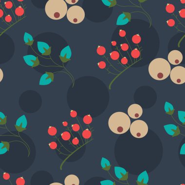 Kesintisiz renkli arka plan yapılmış soyut meyveler ve çiçekler