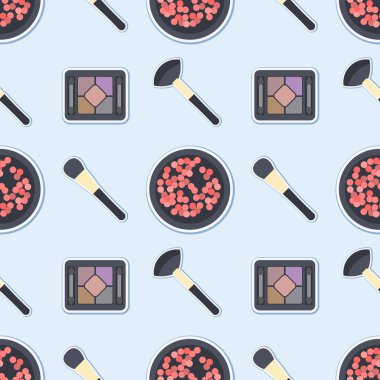 Göz gölgeler, allık ve fırçalar yapılmış sorunsuz renkli arka plan