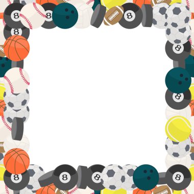 Colorful frame made of different kind of balls in flat design clipart