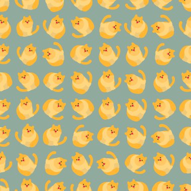 Turuncu kedi düz tasarım kesintisiz renkli arka plan yaptı