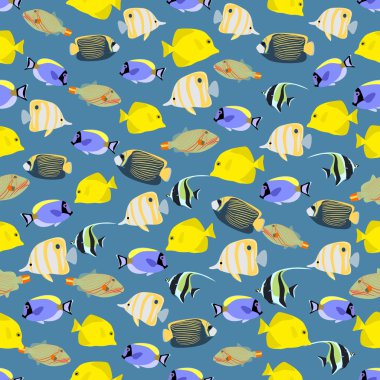 Farklı egzotik balık kesintisiz renkli arka plan yaptı